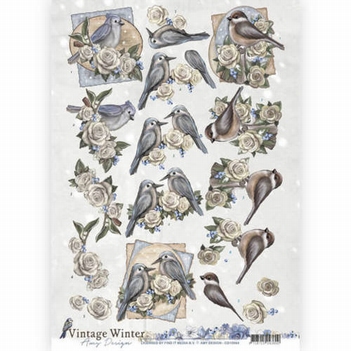 Amy Design knipvel Vintage Winter - Winter Birds CD10984*