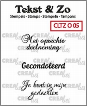 Crealies Clear Stamp Tekst en zo Overlijden 5 CLTZO05