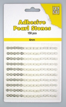 Nellie Snellen Adhesive Pearls 4 mm, 3 kleuren White APS407