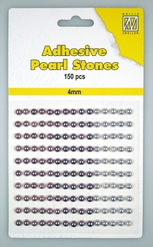 Nellie Snellen Adhesive Pearls 4 mm, 3 kleuren Purple APS406