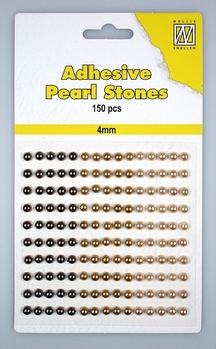 Nellie Snellen Adhesive Pearls 4 mm, 3 kleuren Brown APS405
