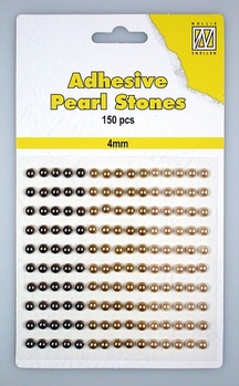 Nellie Snellen Adhesive Pearls 4 mm, 3 kleuren Brown APS405