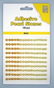 Nellie Snellen Adhesive Pearls 4 mm, 3 kleuren Yellow APS404