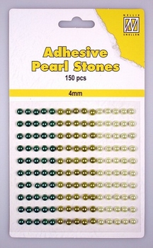 Nellie Snellen Adhesive Pearls 4 mm, 3 kleuren Green APS402