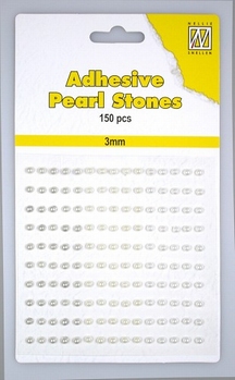 Nellie Snellen Adhesive Pearls 3 mm, 3 kleuren White APS307