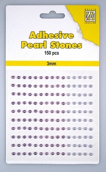 Nellie Snellen Adhesive Pearls 3 mm, 3 kleuren Purple APS306