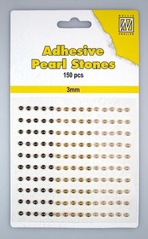 Nellie Snellen Adhesive Pearls 3 mm, 3 kleuren Brown APS305