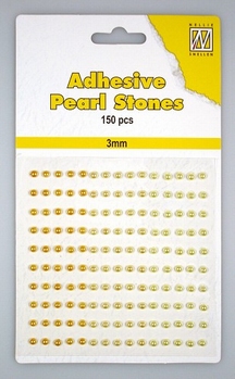Nellie Snellen Adhesive Pearls 3 mm, 3 kleuren Yellow APS304