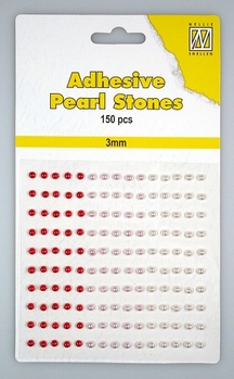 Nellie Snellen Adhesive Pearls 3 mm, 3 kleuren Red APS301