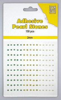 Nellie Snellen Adhesive Pearls 2 mm, 3 kleuren Green APS202