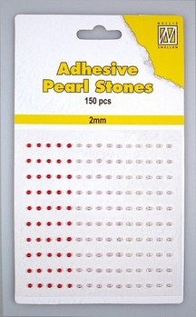 Nellie Snellen Adhesive Pearls 2 mm, 3 kleuren Red APS201