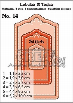 Crealies Labels & Tags nr. 14 Stitch  CLLT14