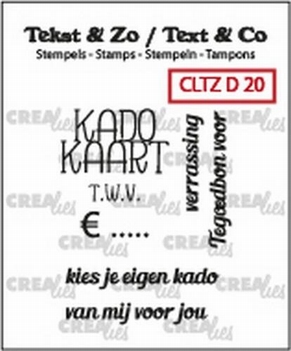 Crealies Clear Stamp Tekst en zo Divers 20 Kadokaart CLTZD20
