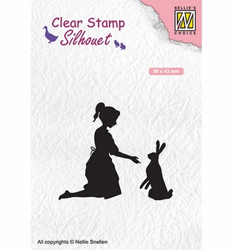 Nellie Snellen Silhouette Clear Stamp Girl with Hare SIL061