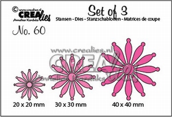 Crealies Set of Three nummer 60 Solid Flowers CLSET60