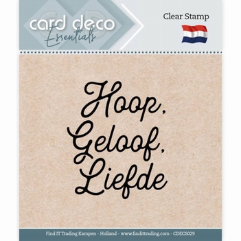 Card Deco Clear Stamp Geloof, Hoop, Liefde CDECS029