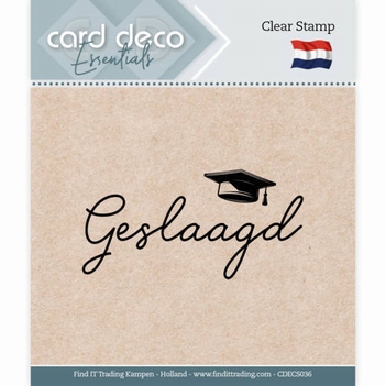 Card Deco Clear Stamp Geslaagd CDECS036
