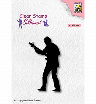 Nellie Snellen Silhouette Clear Stamp Guitar Player SIL088*