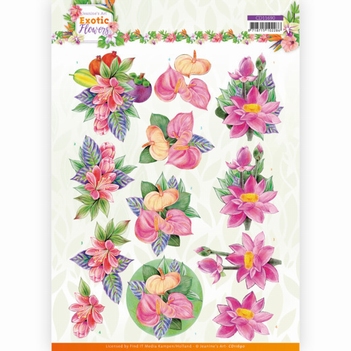 Jeanine's Art Knipvel Exotic Flowers - Pink CD11690