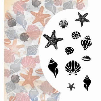 Card-io Majestix Clear Stamp Starfish and Shells MAST-01