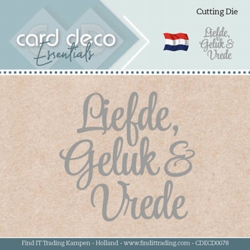 Card Deco Snijmal Liefde, Geluk & Vrede CDECD0078
