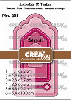 Crealies Labels & Tags nr. 20 Stitchlines CLLT20*