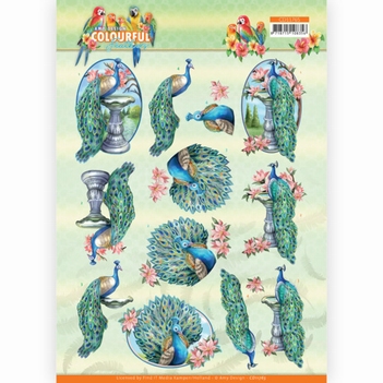 Amy Design knipvel Colourful Feathers - Peacock CD11765