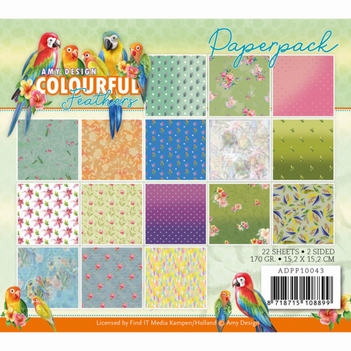 Amy Design Paper pack Colourful Feathers ADPP10043