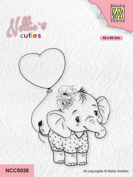 Nellie Snellen Clear Stamp Cuties Elephant & Heart NCCS026