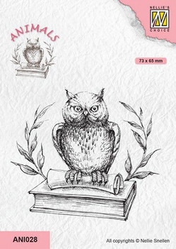 Nellie Snellen Clear Stamp Animals Owl on Book ANI028