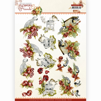 Precious Marieke knipvel Flowers & Friends - Red CD11771