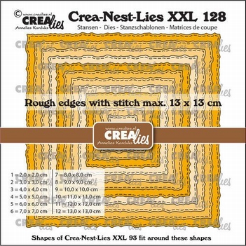 Crea-Nest-Lies set Snijmal Vierkant Rough Edges CLNestXXL128
