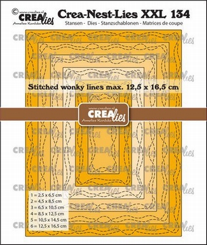 Crea-Nest-Lies set Snijmal Rectangle Wonky LinesCLNestXXL134