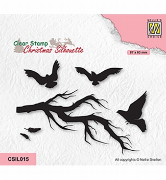 Nellie Snellen Silhouette Clear Stamp Branch Birds CSIL015