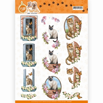 Amy Design knipvel Fur Friends - Cat on the Wall CD11842