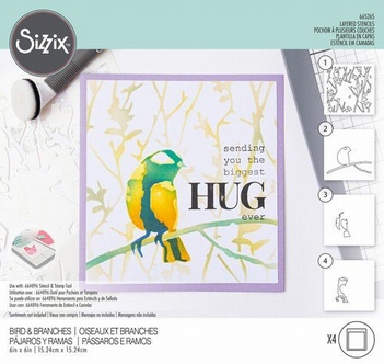 Sizzix Layerd Stencil Bird & Branches 665265*