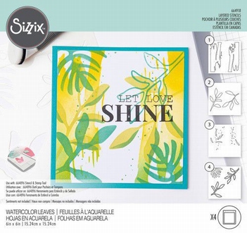 Sizzix Layered Stencil Watercolor Leaves 664918*