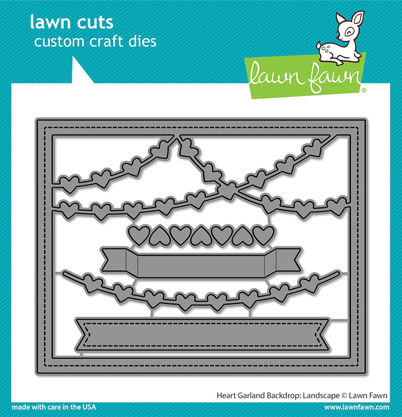Lawn Fawn Snijmal Heart Garland Backdrop Landscape LF3021