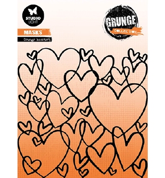 Studio Light Mask Stencil Grungy Hearts  SL-GR-MASK180