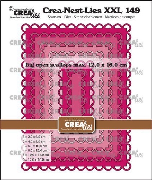 Crea-Nest-Lies set Snijmal Scalloped Rectangle CLNestXXL149