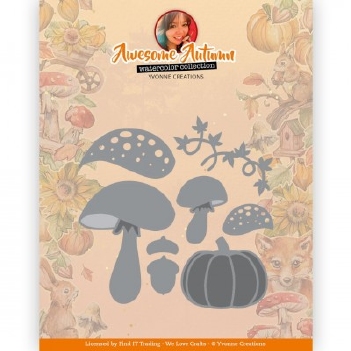 Yvonne Creations Snijmal Awesome Autumn - Mushrooms YCD10325
