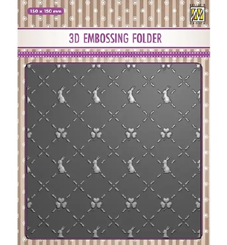 Nellie Snellen 3D Embossing Folder Bunnies Clovers EF3D086
