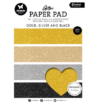 Studio Light Paper Pad Glitter Gold Silver Black SL-ES-PP209