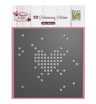 Nellie Snellen 3D Embossing Folder Pixel Heart EF3D109