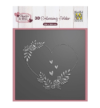 Nellie Snellen 3D Embossing Folder Flower Heart EF3D104