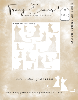 Tracy Evans Mask Stencil Cat Family SS015