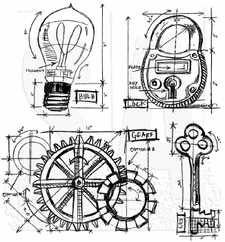 Stampers Anonymous Cling Stamp Industrial Blueprints CMS149