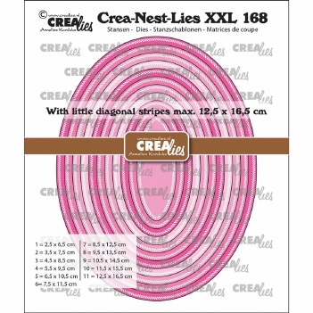 Crea-Nest-Lies set Snijmal Oval Diagonal Stripes CLNestXXL168