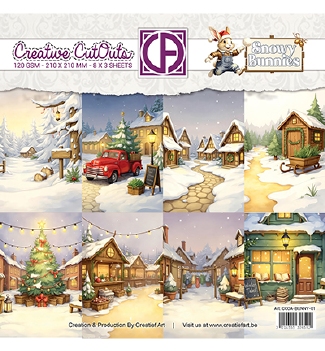 Creatief Art Achtergrondpapier Snowy Bunnies CCOA-BUNNY-01