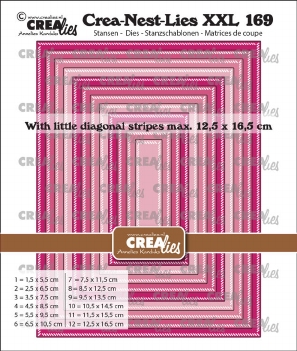 Crea-Nest-Lies set Snijmal Rectangle Diagonal Stripes CLNestXXL169